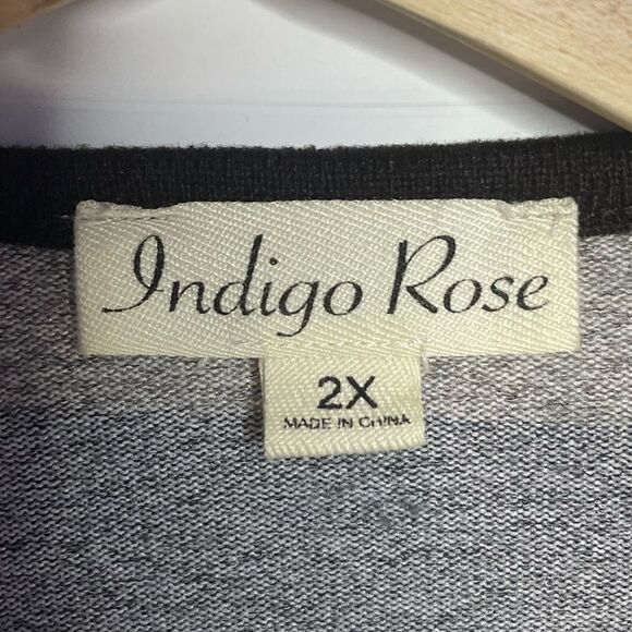 Indigo Rose Striped Long Line Cardigan Sweater 2X - Picture 3 of 6